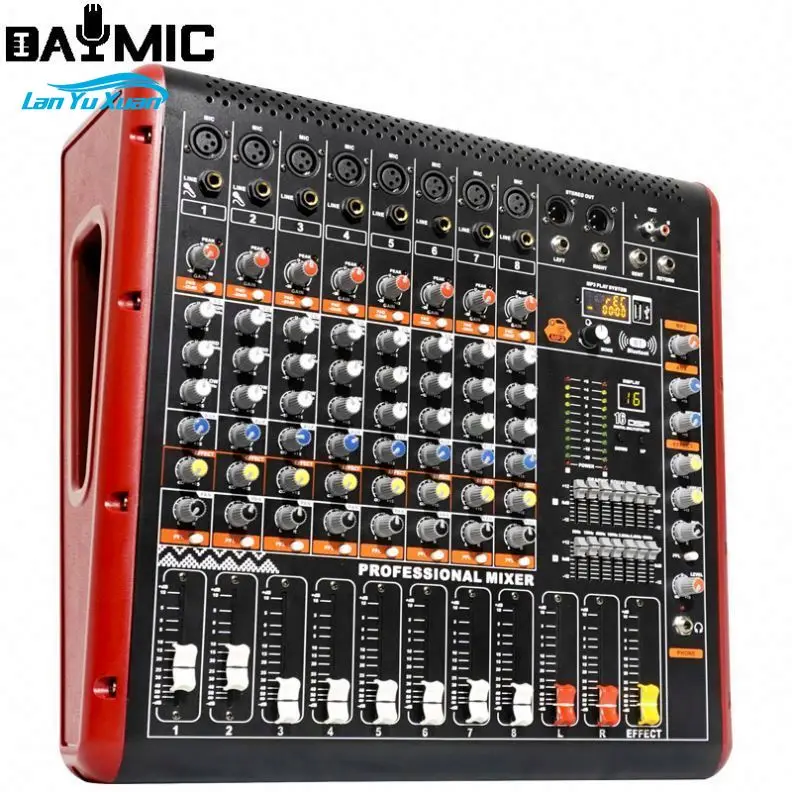 

AOSHEN Professional Power Amplifier Mixer 2x350W 8 Channel 16 DSP Powered Mixer With 2 Wireless Microphones USB for DJ Karaoke
