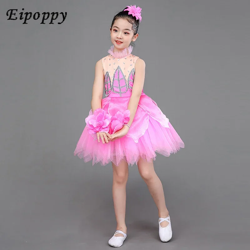 

Performance Costume Lotus Pond Moonlight Dance Costume Xiaohe Elegant Flower Fairy Child Performance