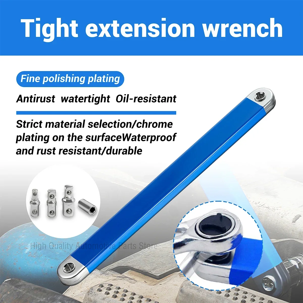 

Impact Ready Offset Extension Wrench, Tight Reach Extension Wrench Set, with 1/2", 1/4" and 3/8" Square Drive Adapters, Universa