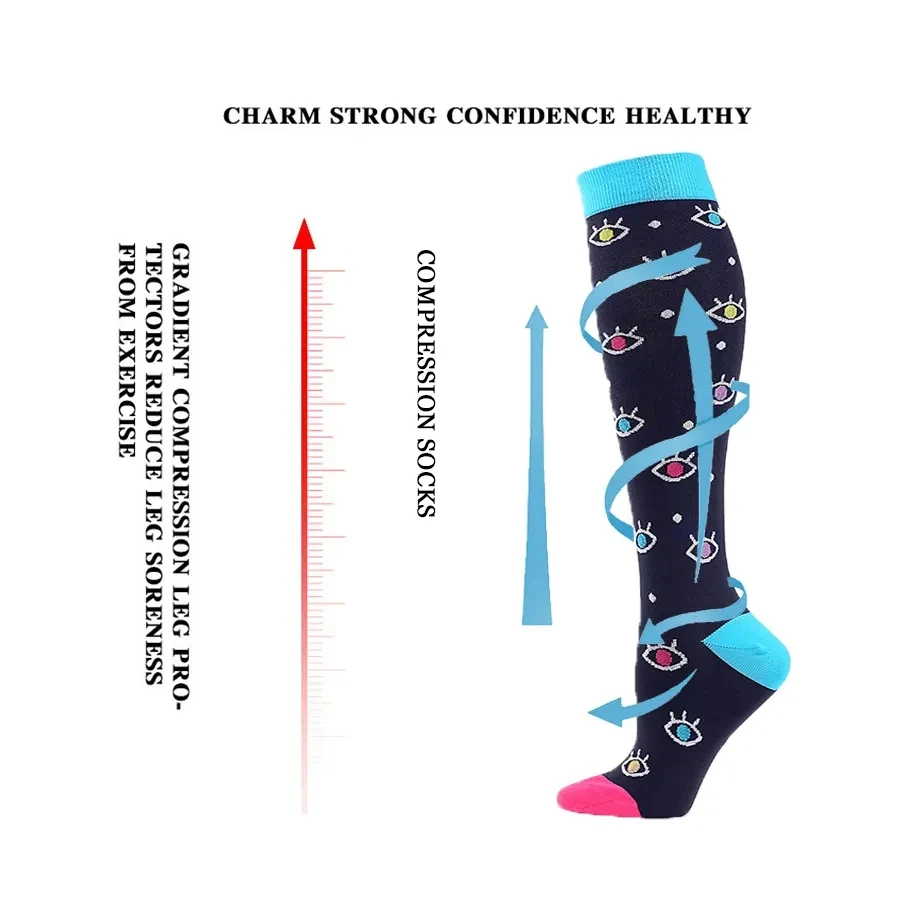 Compression Socks Suitable For Men Women With Edema Varicose Veins Sports Socks Marathon Running Football Basketball Bike Socks