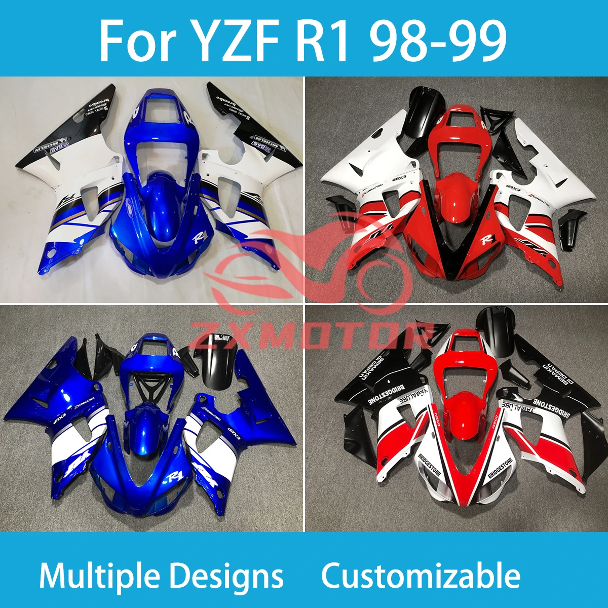 Race Fairng Body Kit for Yamaha YZF R1 98 99 ABS Fairings Injection Bodywork Motorcycle R 1 1998 1999