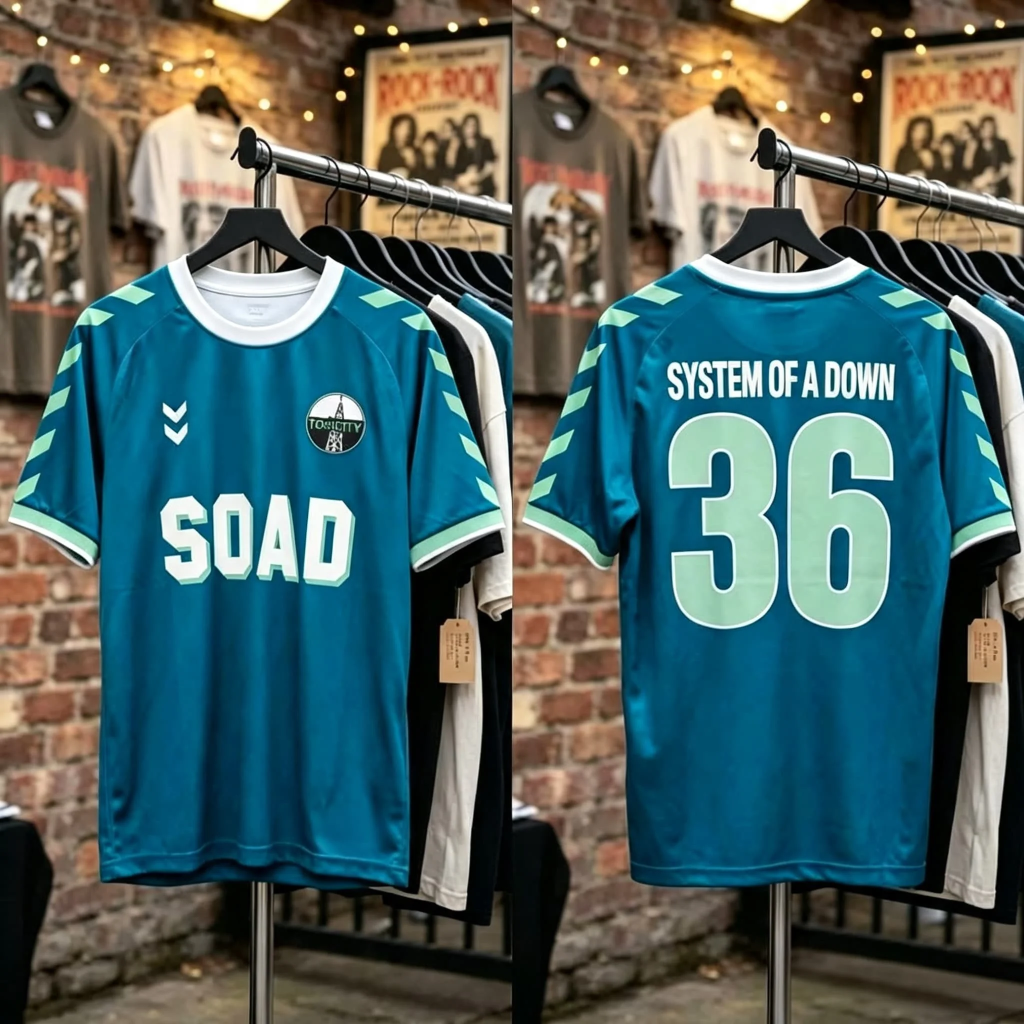 System Of A Down SOAD 36 Fußballtrikot, Fußballshirt, Rockband, kurzärmelig, Metal-Musik, Streetwear, Fan-Top, Familien-Matching