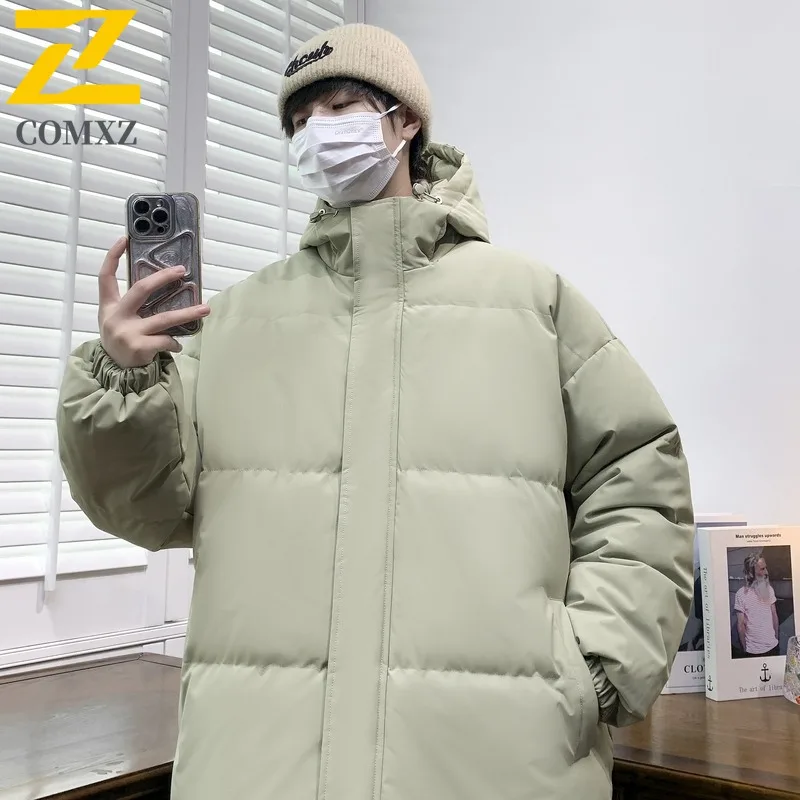 

COMXZ New Men Hooded Cotton Coat Winter Thickened Thermal Padded Jacket Big Size Waterproof Windproof outdoor sports Puffer Coat