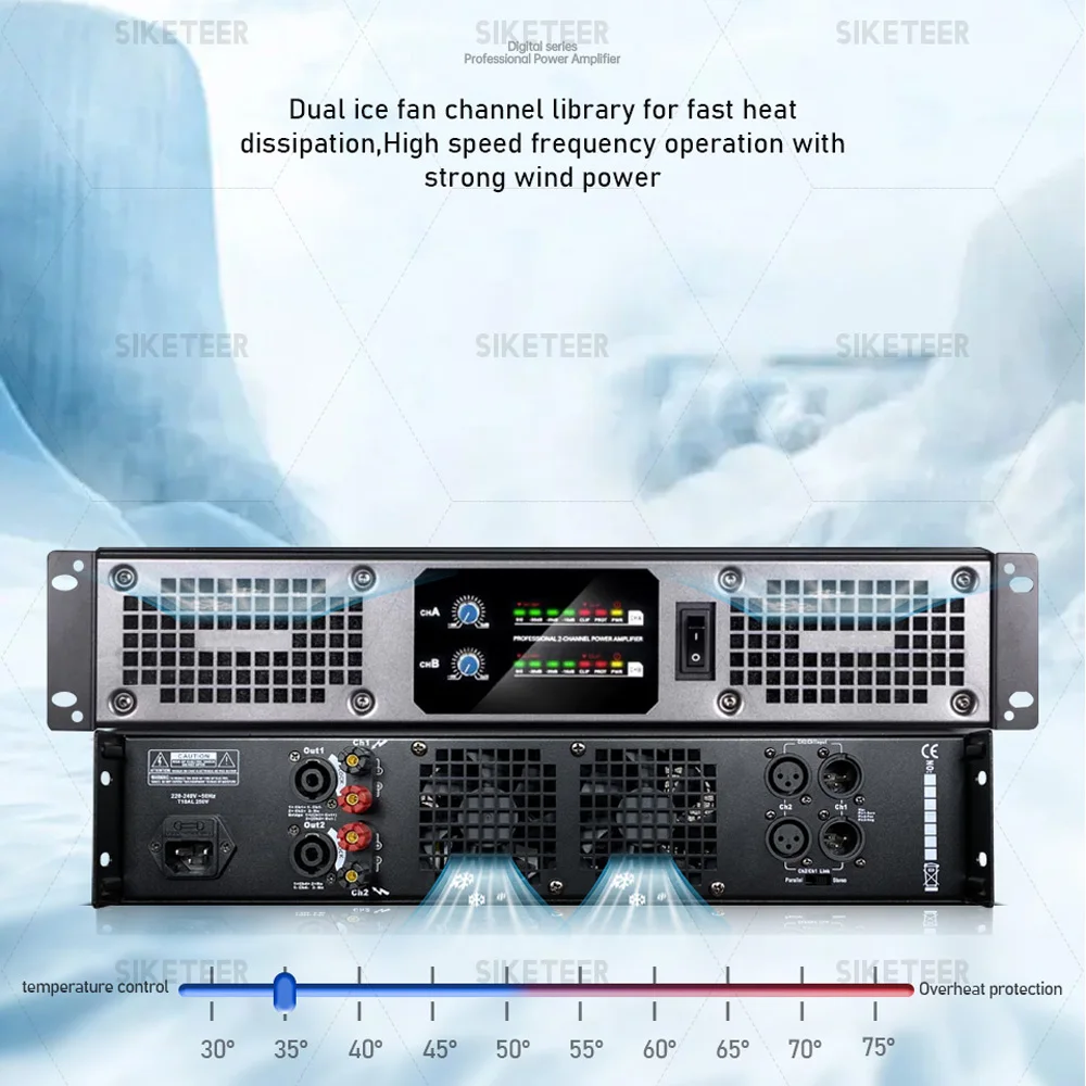 Professional Class D 4-channel 650W/850W/1100W digital power amplifier suitable for churches, karaoke, stage performances