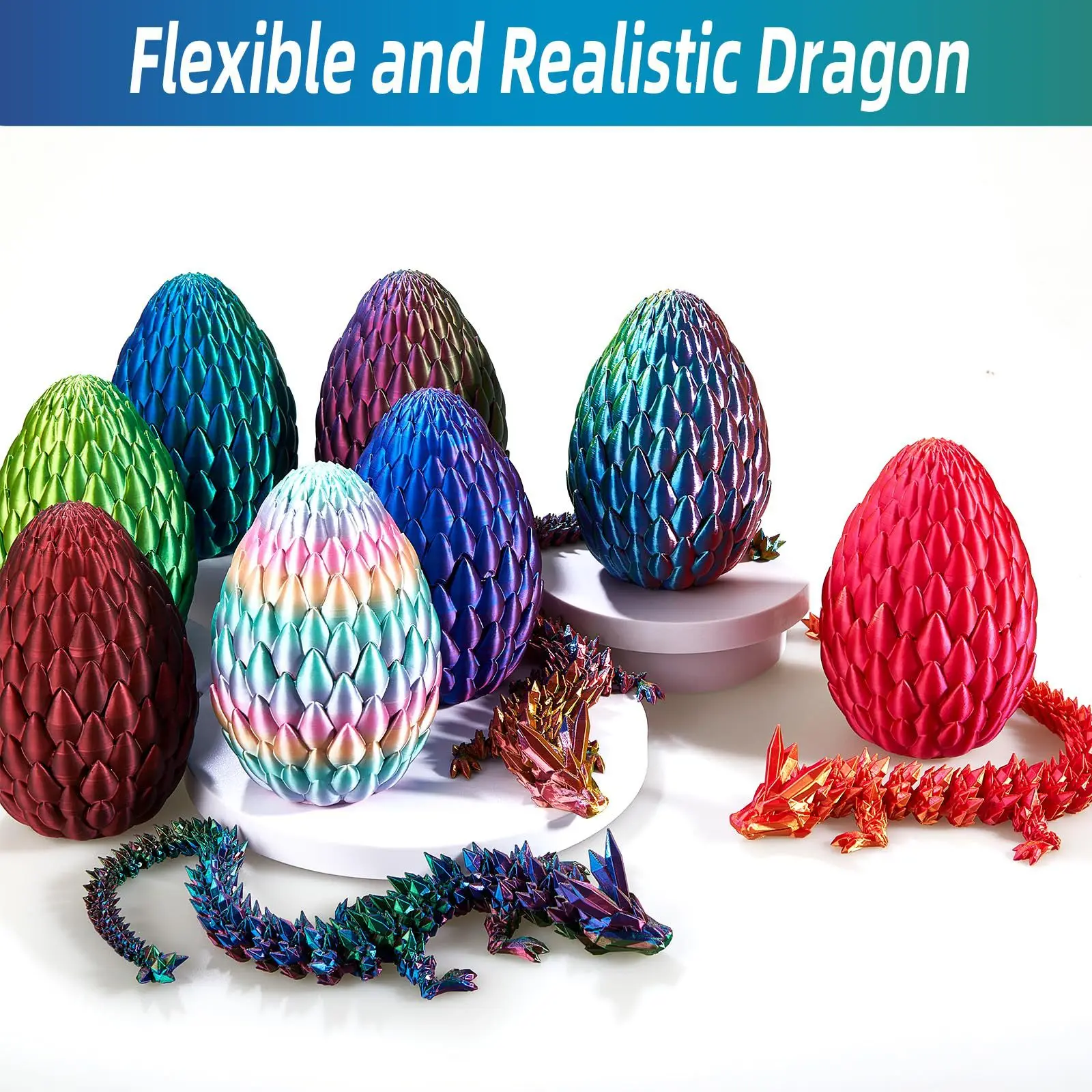 

3D printed colorful crystal dragon eggs, crystal dragon home decorations, desktop ornaments