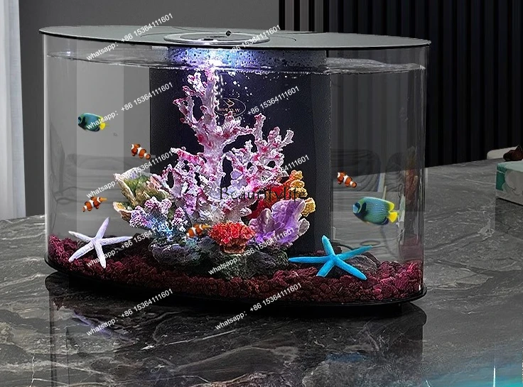 

Аквариум для гостиной безводный самообркуляционный настольный экологический 50л овальный ландшафтный аквариум