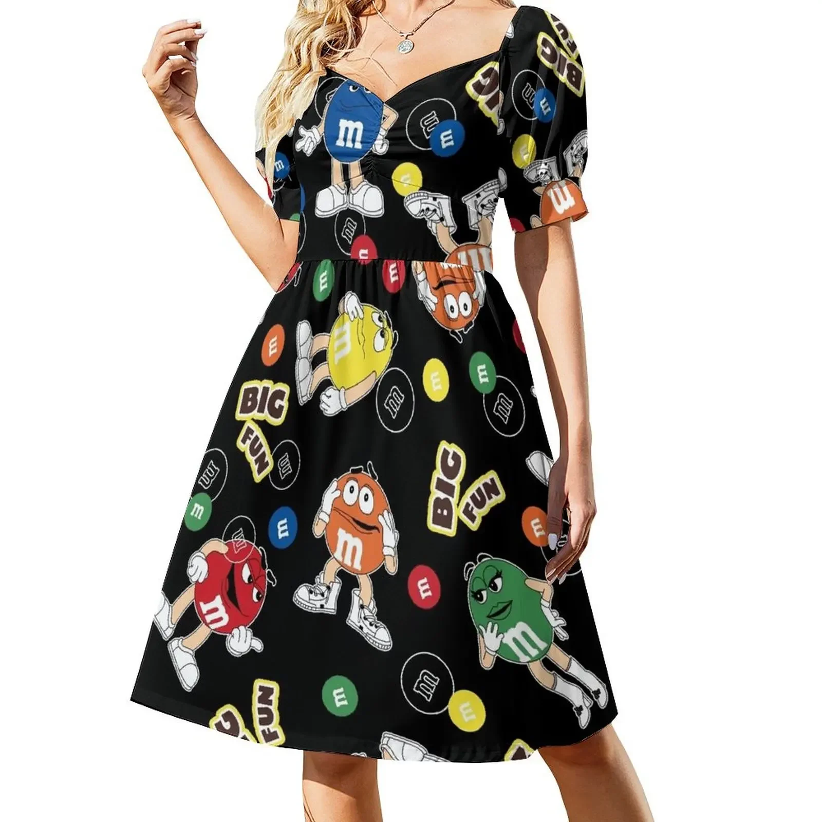 

M & M Abstract Big Fun Candy Short-Sleeved Dress woman dress sexy short dresses daring dresses ladies 2025 summer