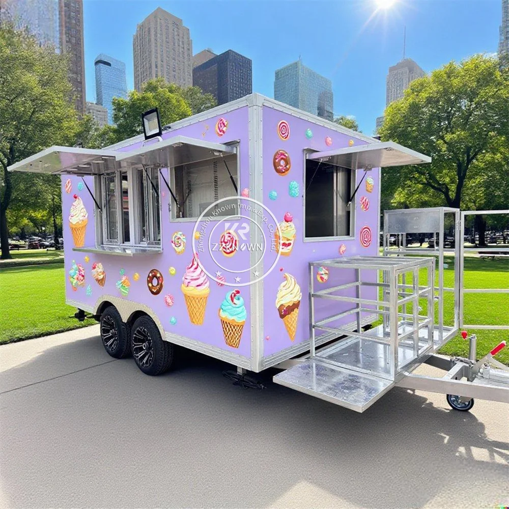 

Mobile Food Truck Fully Equipped Ice Cream Cart Hot Dog Coffee Kiosk Street Concession Food Trailer With Full Kitchen