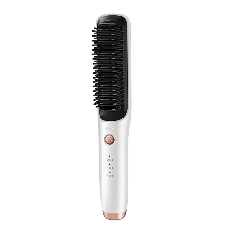 

A39T-Cordless Hair Straightening Brush Electric Hair Smoothing Brush Beard Straightener For Rechargeable Heated Comb