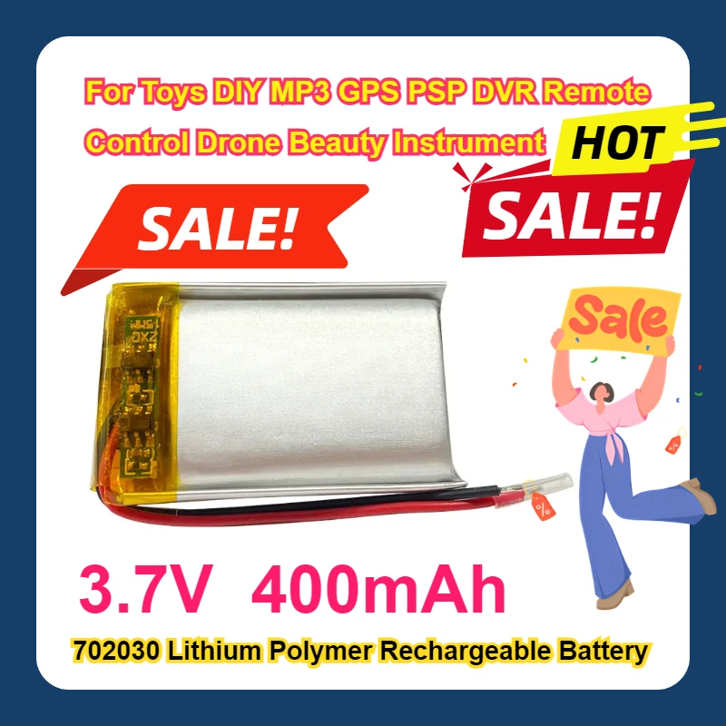 

For Toys DIY MP3 GPS PSP DVR Remote Control Drone Beauty Instrument 702030 3.7V 400mAh Lithium Polymer Rechargeable Battery