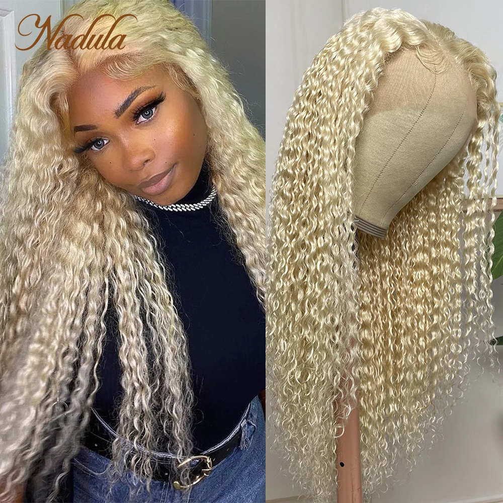 Nadula Hair 613 Blonde Curly Lace Frontal Wigs 13x4 Transparent Lace Human Hair Wig Pre Plucked Lace Front Wig for Women