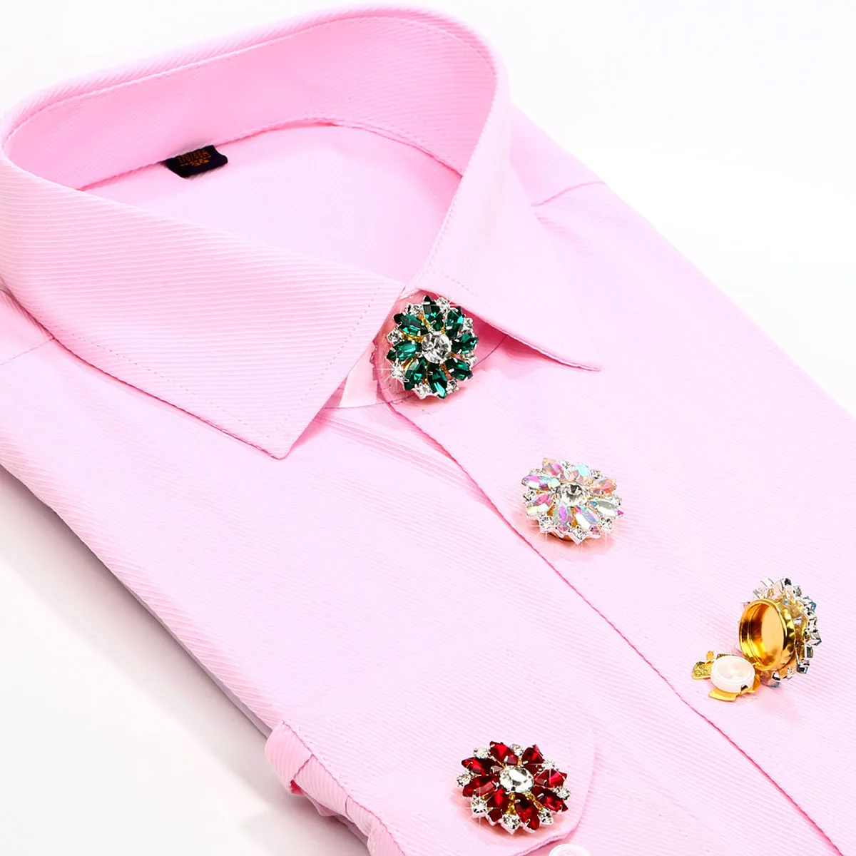 2pcs Rhinestone Cufflinks Shirt Sleeve Button Covers Bling Crystal Button Clips for Dresses and Shirts Button Decoration Buttons