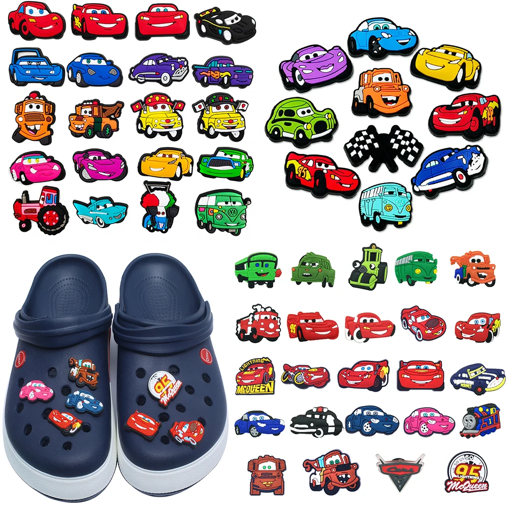 Ventes chaudes Potdemiel Cartoon Lightning Cars PVC Shoe Charms Accessoires DIY Détachable Imperméable Décoration de chaussures Cadeaux