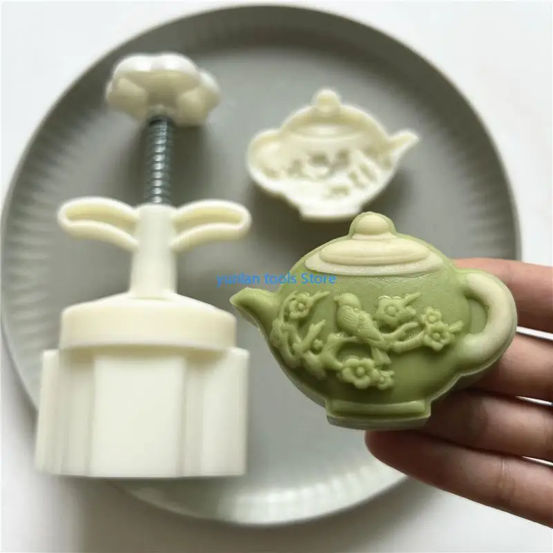 

50LB Plastic Material Mooncake Moulds Mooncake Stamps Plum Teapot Shaped Pastry Tools