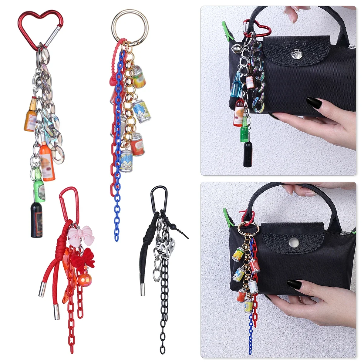 New Woven Rope Keychain Bag Decoration Hanging Keychain Y2K Korean Style Diy Acrylic Butterfly ShapeTassel Phone Case Bag Charms