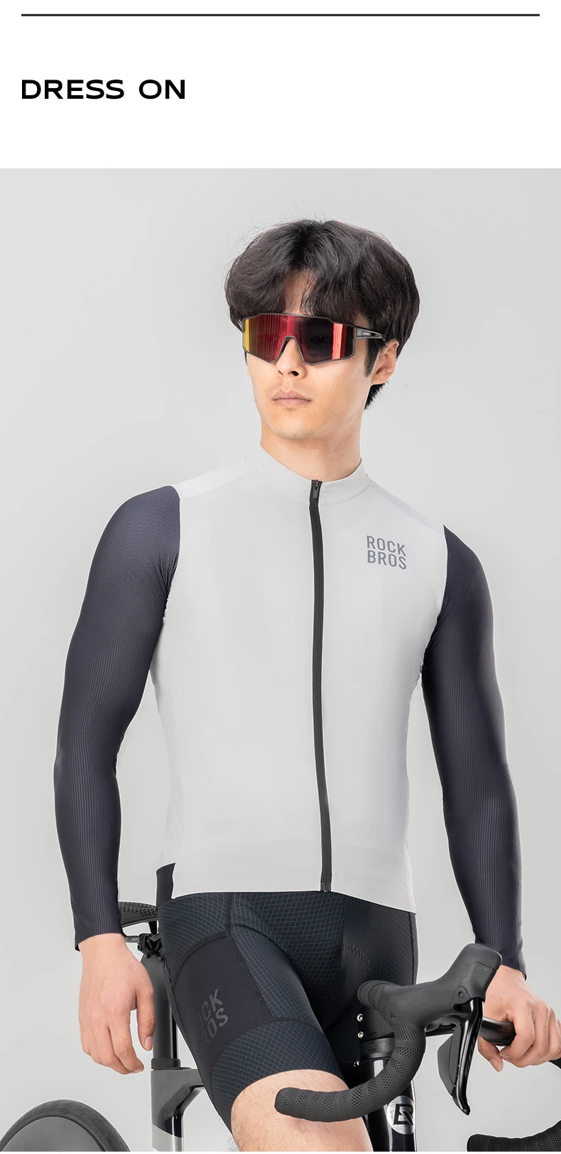 ROCKBROS Color Blocked Radtrikot Mann Sommer MTB Straße Atmungsaktiv Komfort Radfahren Maillot 3D Cut Racing Fahrradshirt – Detail 12