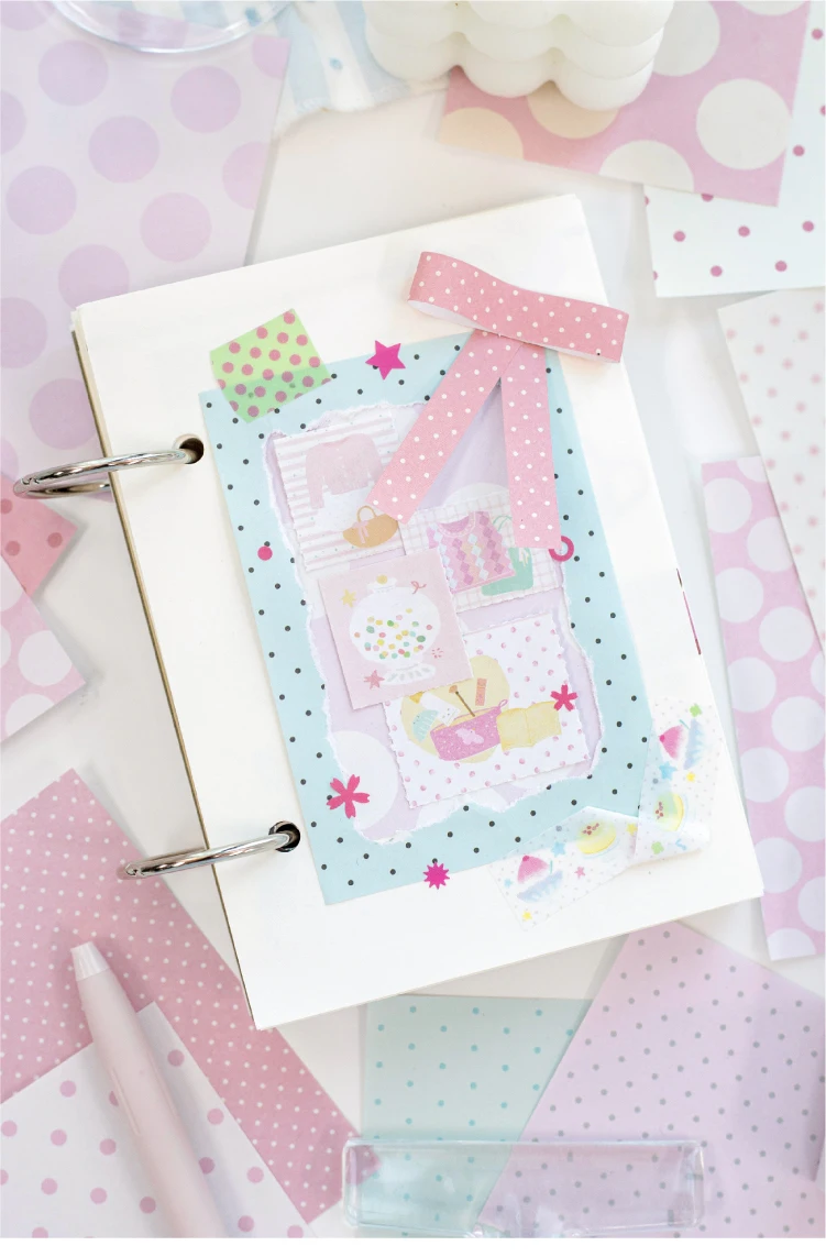 Journal GO 200 Seiten Punktemuster und Zucker-Motiv Notizbuch Niedliches Polka-Dot-Muster Dekoratives Papierblock für Journaling und Scrapbooking – Detail 12