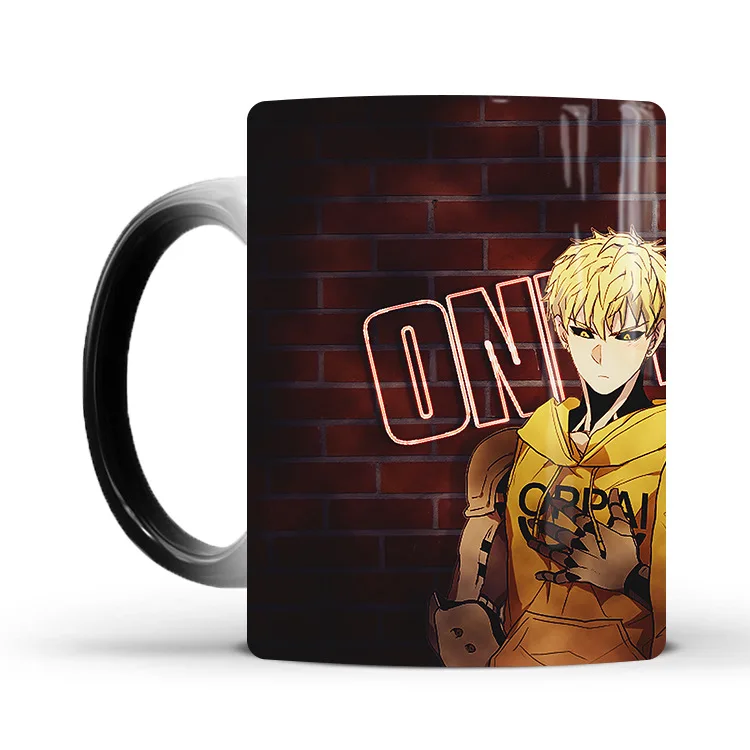 One Punch Man Color Changing Mug Anime Saitama Ceramic Magic Mug Heat Sensitive Coffee Cup Animation Water Tea Cups Drinkware