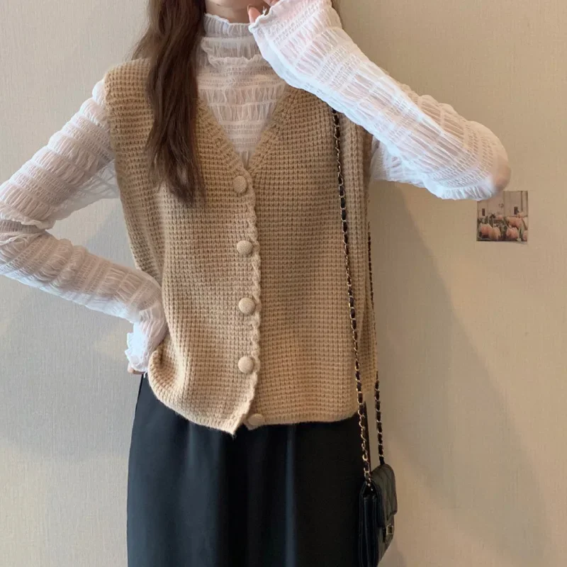 Knitted Vest 2024 New Women's Wool Vest Stacked Outer Wear Knitted Sweater Women's Spring and Autumn Season