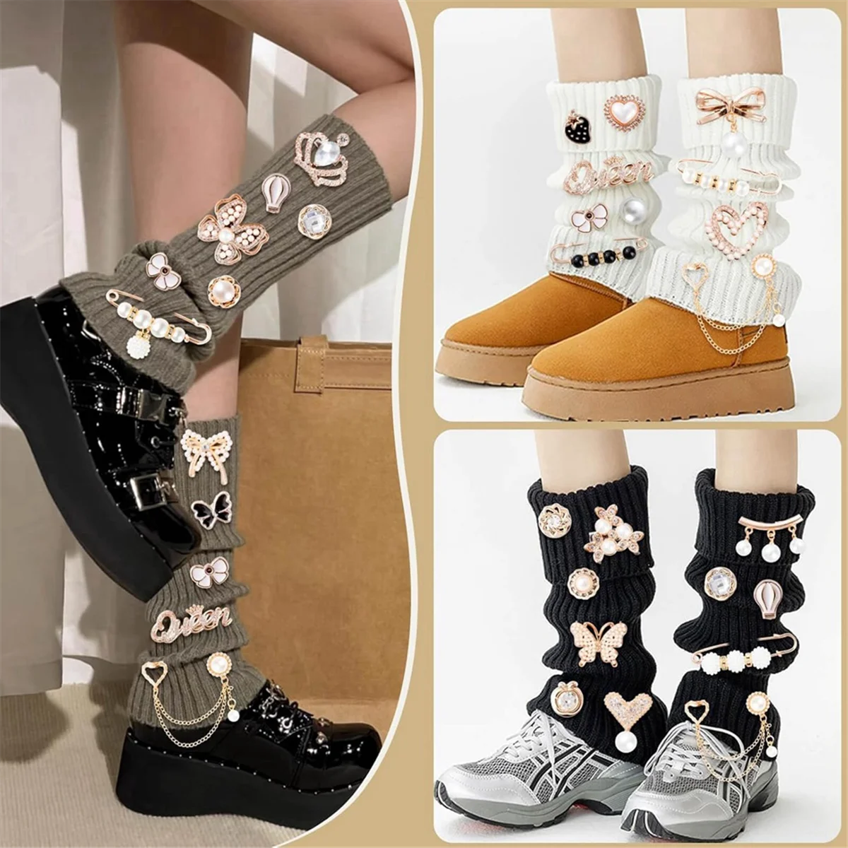 A03R 80pcs Socks Charms Kit, Brooches and Pins for Women,Shoe Charms,Junk Charms for Socks,Shoe Charms for Sneakers, Charms