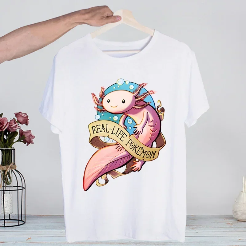 

Симпатичные футболки Axolotl, летняя мужская футболка, милая рубашка с принтом, мужская модная футболка для мужчин, повседневные топы с коротким рукавом