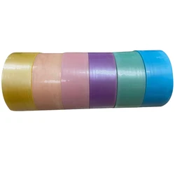 6 rollos de cinta adhesiva colorida Washi de Color sólido básico, cinta adhesiva colorida de arcoíris, adhesivo decorativo para álbum de recortes y diario
