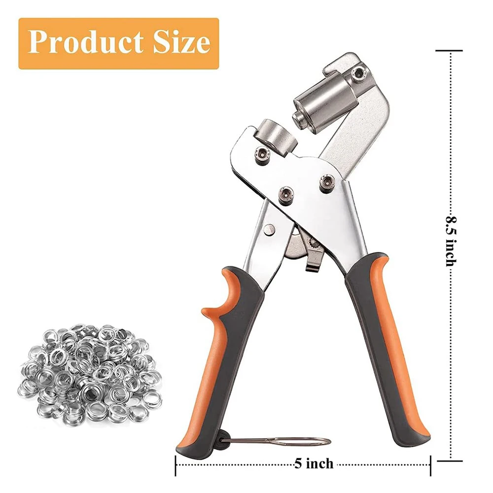 EyeletPlier With 100pcs 10mm Holes Manual Press Hole Punch Pliers For Tarp Canvas Tents Awning Grommet Tool Kit