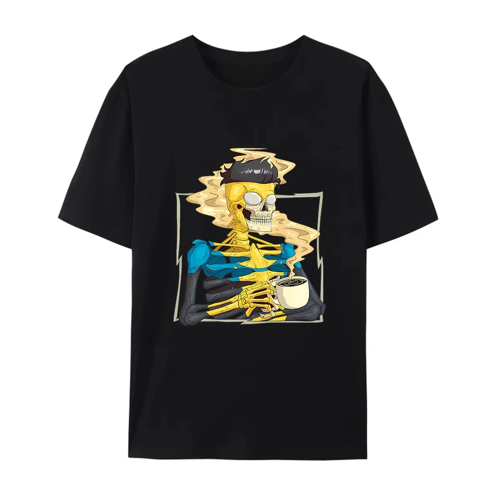 

Cotton Invincible T Shirt Funny Skeleton Print T-shirt for Men Women Summer Trendy Tees Short Sleeve Tops Clothing Anime Clothe