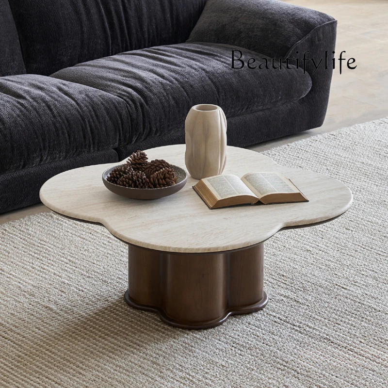 

Travertine Natural Coffee Table Italian Stone Unique Living Room Side Table Modern Luxury Nordic Mesa De Centro Sala Furniture