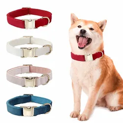 Collar de piel de ciervo personalizado para gato y perro, juego de cuerda ajustable, duradero y personalizado, placa de identificación para mascotas grabada gratis, etiqueta de identificación