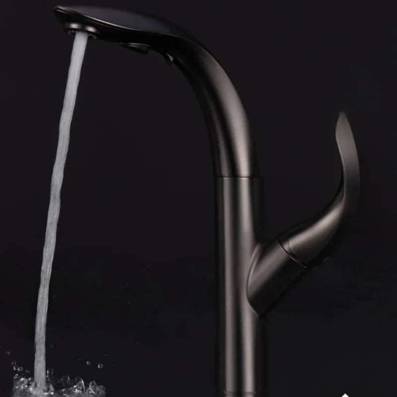 Gunmetal Pull-Out Kitchen Sink Faucet Single Handle Cold And Hot Dual Control Kitchen Tap смеситель для ванной белый