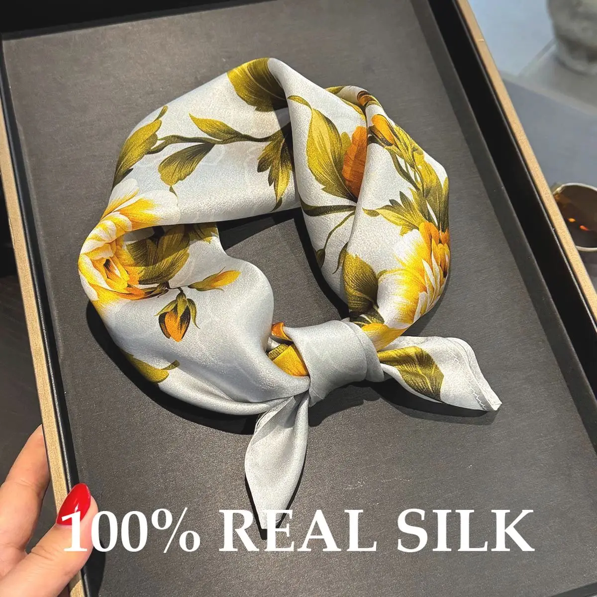 

2026 100% чистый шелковый шарф, весна-лето, женские квадратные шарфы 53 см, платок, повязка на голову, хиджаб, пашмина, пончо, шарфы, бандана, мода