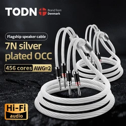 TODN 1 Pair HIFI Silver-plated Speaker Cable High-end 7N OCC Speaker Wire For Hi-fi Systems Y Plug Banana plug Speaker Cable