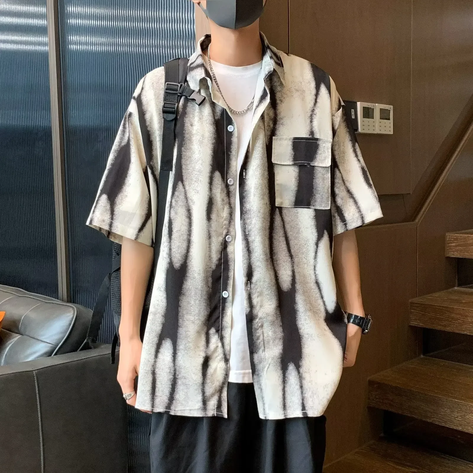 

Korean Style Summer Retro Harajuku Oversized Loose Casual Men's Shirt Coat Fashion Japan Streetwear Y2k Men Clothing