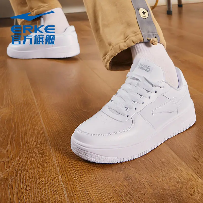 Hongxing ERKE Board Shoes Men\'s Summer Leather Versatile White Shoes Men\'s Air Force No. 1 Light Casual Shoes Sports Shoes