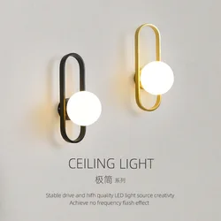 Lámparas de pared LED minimalistas modernas para dormitorio, candelabro de pared de mesita de noche, lámpara de pared E27, escalera, sala de estar, fondo, luz de pared de vidrio