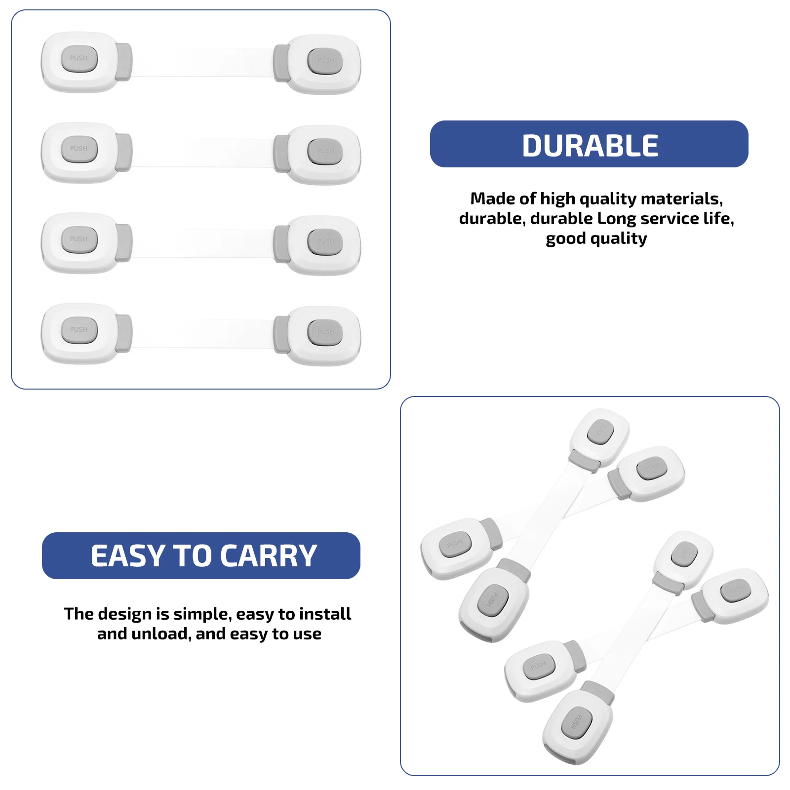 

4pcs Cabinet Lock Child Safety Latch Baby Proof Lock For Drawers Fridges Toilet Lids Wardrobes Trash Cans Durable Easy Install