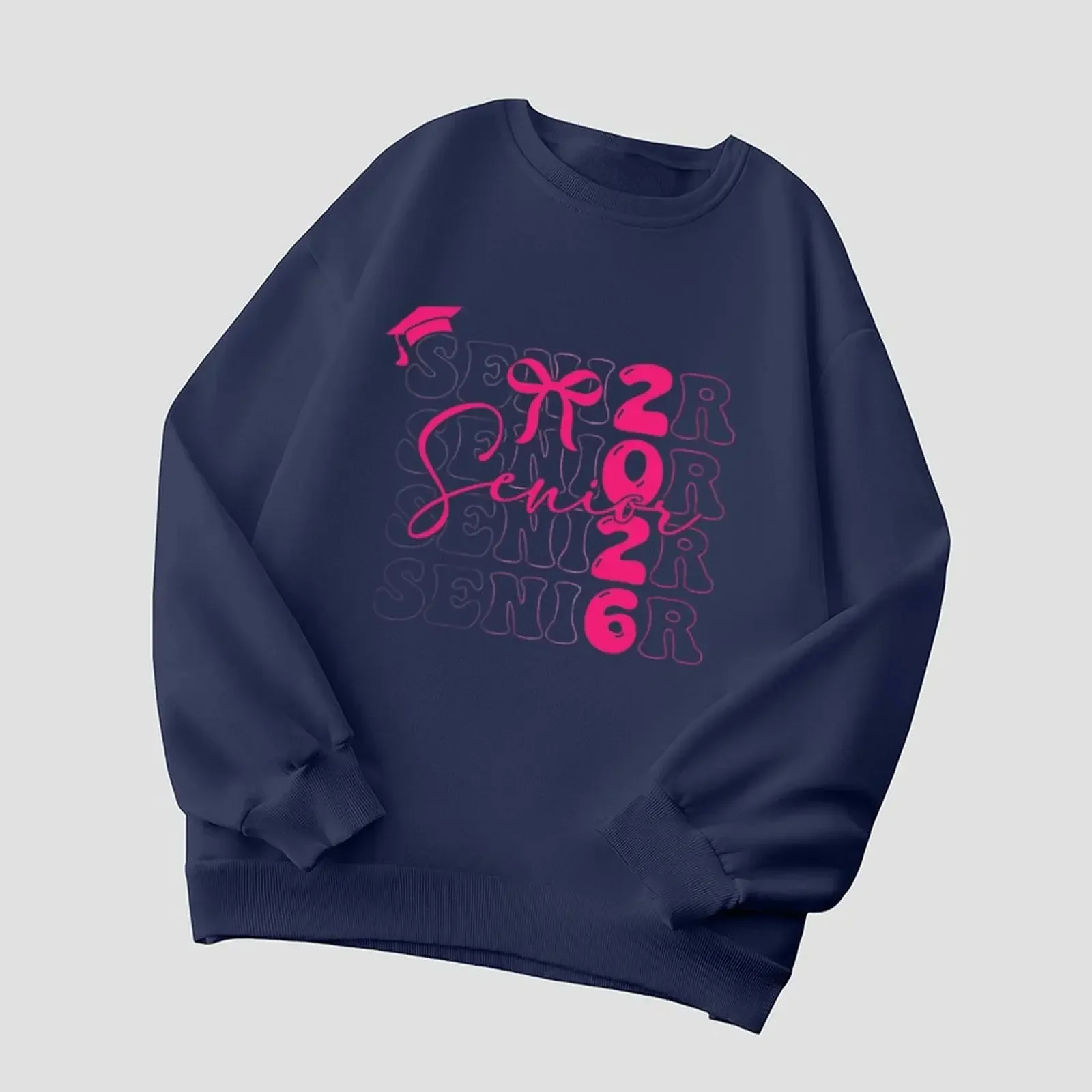 Women's Sweater Round Neck Sweatshirts Velvet Winter Casual Printed Pattern Print Pullovers Autumn Woman Clothes 2025