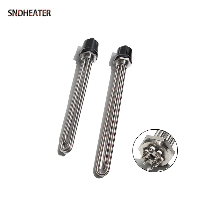 SNDHEATER Industrial Immersion Water Heating Element DN32 DN50 Solar Induction Heater Tube 220V 380V 3/4.5/6/9/12KW for Boiler