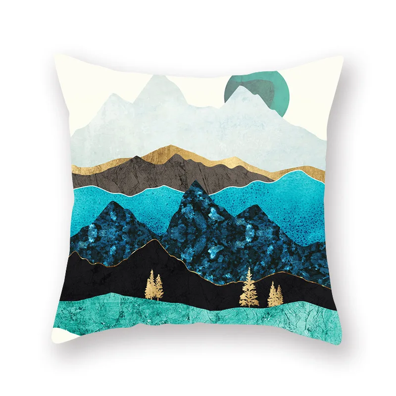 Abstract Geometry Mountain Sun Moon Creative Pillow Case Home Living Room Sofa Decoration Waist Cushion