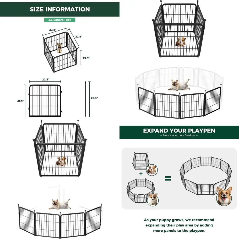 

Portable Dog Playpen for Indoor, Outdoor, and Camping, 24 Inch, 4-Panel, Ideal for Small Dogs and Puppies, Black