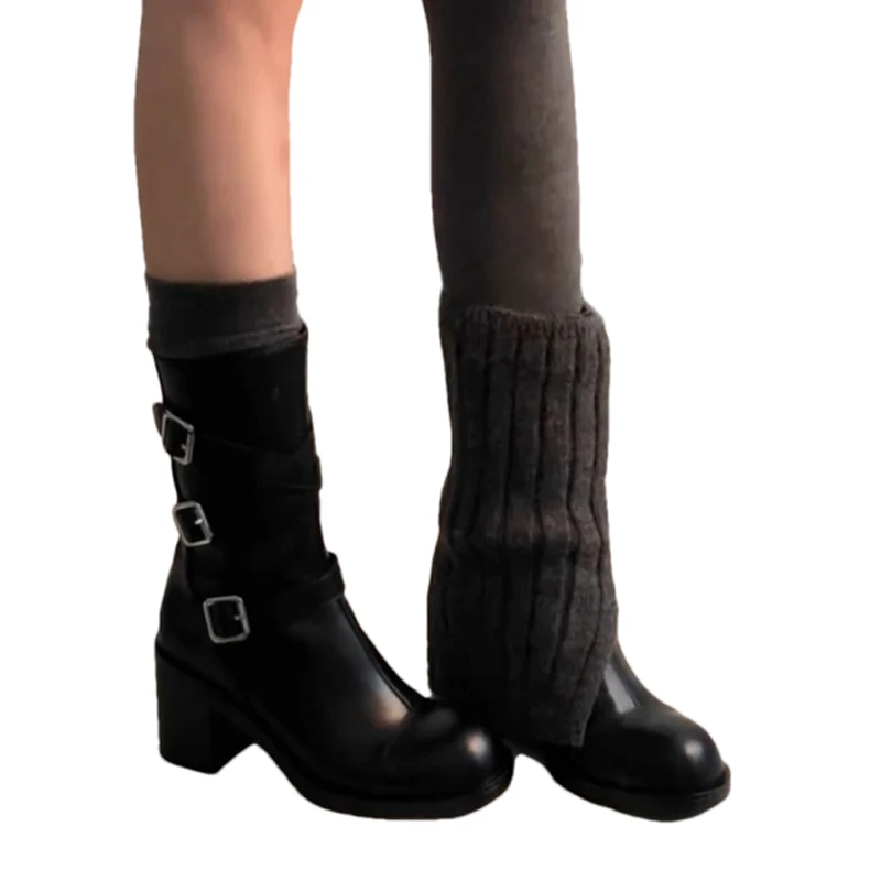 Designer High Heels Women's Boots Elegant Leather Shoes Woman 2025 Winter Warm Fur Snow Boots Chunky Shoes Buckle Ankle Botas