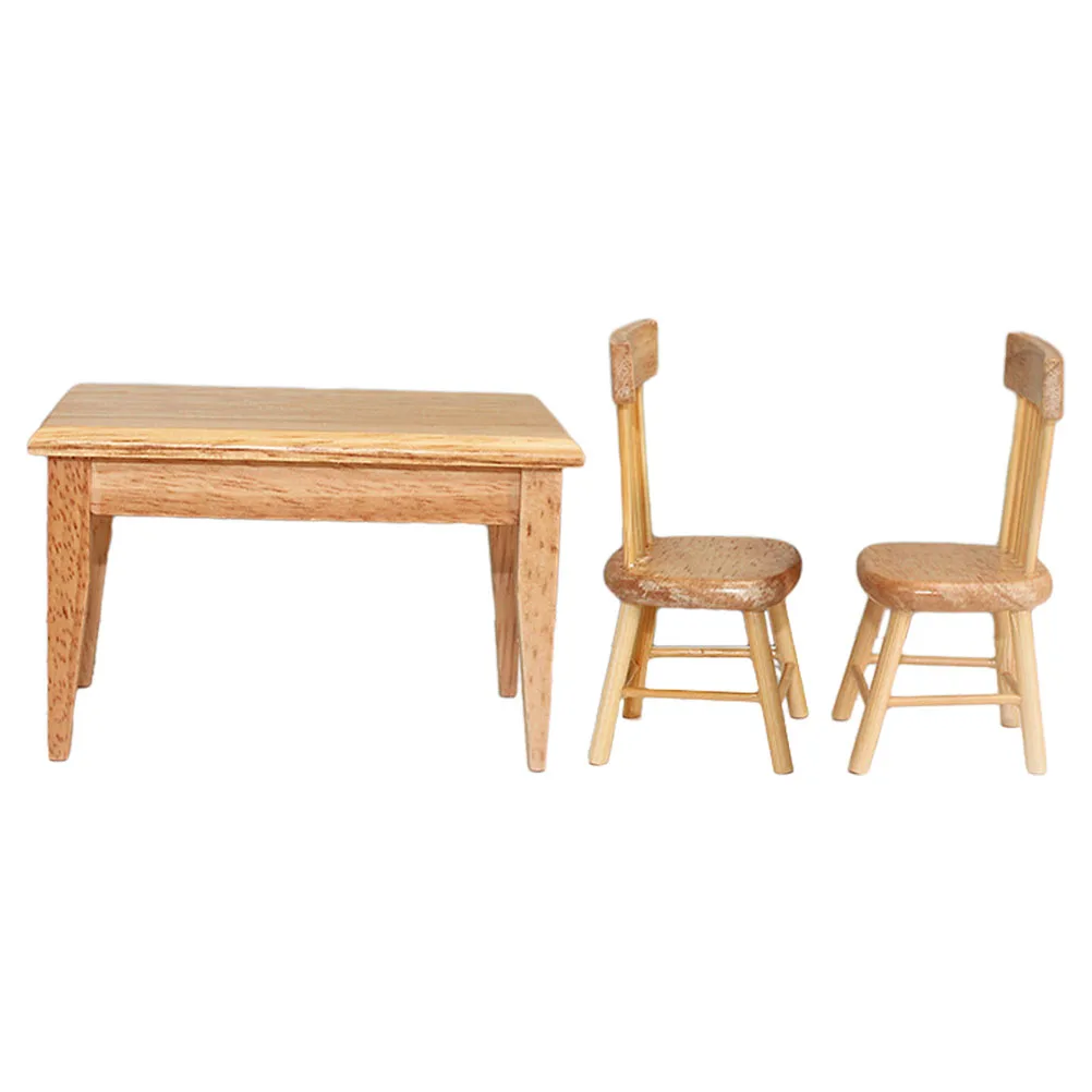 

1 set Mini Dining Table Chair Set Tiny Dollhouse Decoration Miniature Furniture Wood Chairs Vintage Shape Micro Landscape
