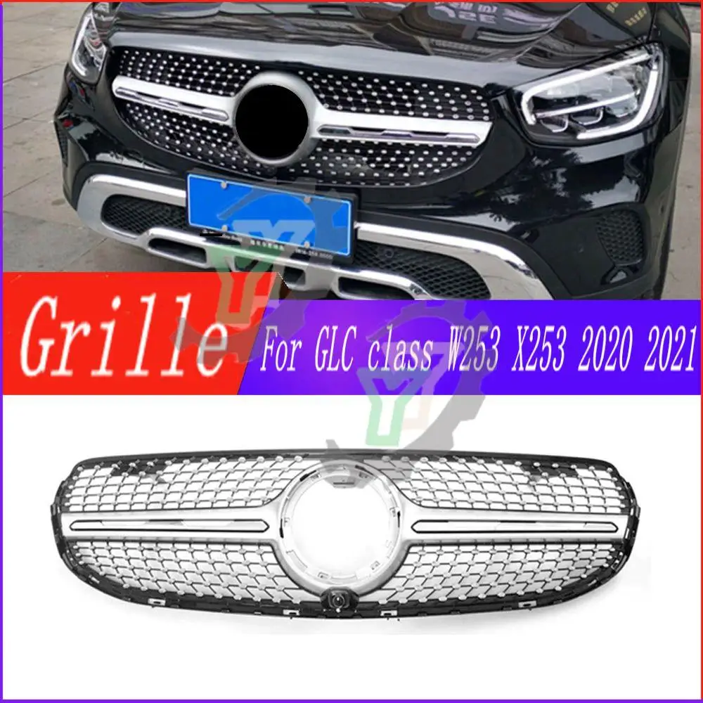 

Diamond /GT Style Front Bumper Grille Centre Panel Styling Upper Grill For Mercedes-Benz GLC class W253 2020-2022 Car Accessory