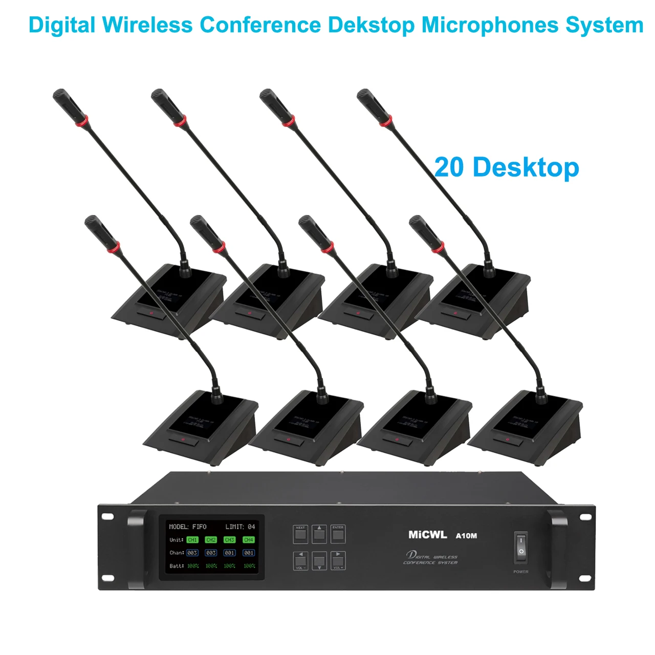 

MiCWL High-end 20Pcs Table Digital Wireless 20 Desktop Gooseneck Conference Discuss Microphone System