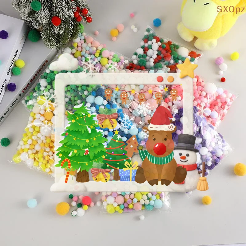 

Смешанные пушистые высокоэластичные мягкие помпоны, рождественская цветная серия, сшитые вручную детские игрушки, рождественские украшения, материал