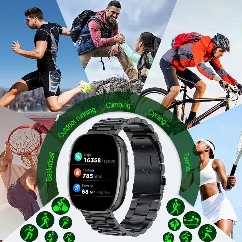 2024 Nowa moda Sportowy smartwatch dla mężczyzn Kobiety IP67 Wodoodporne połączenie Bluetooth 120+ Tryb sportowy Smartwatch z trackem fitness dla IOS