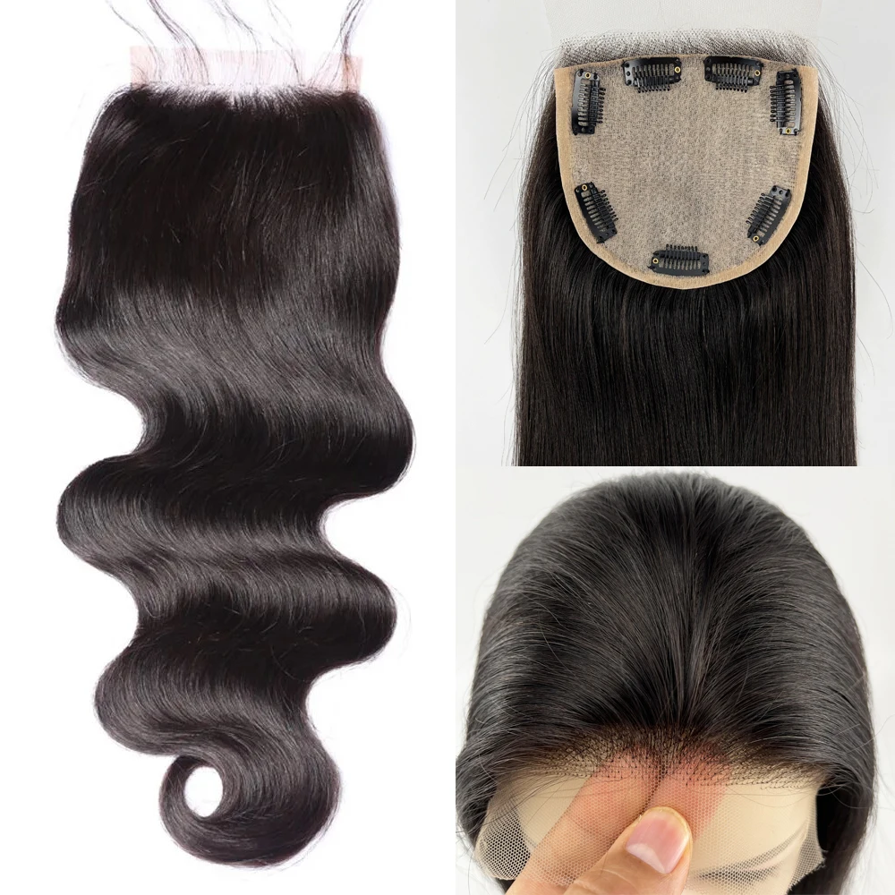 5*5 Silicone Silk Base Lace Closure Human Hair Silk Top Closure  24