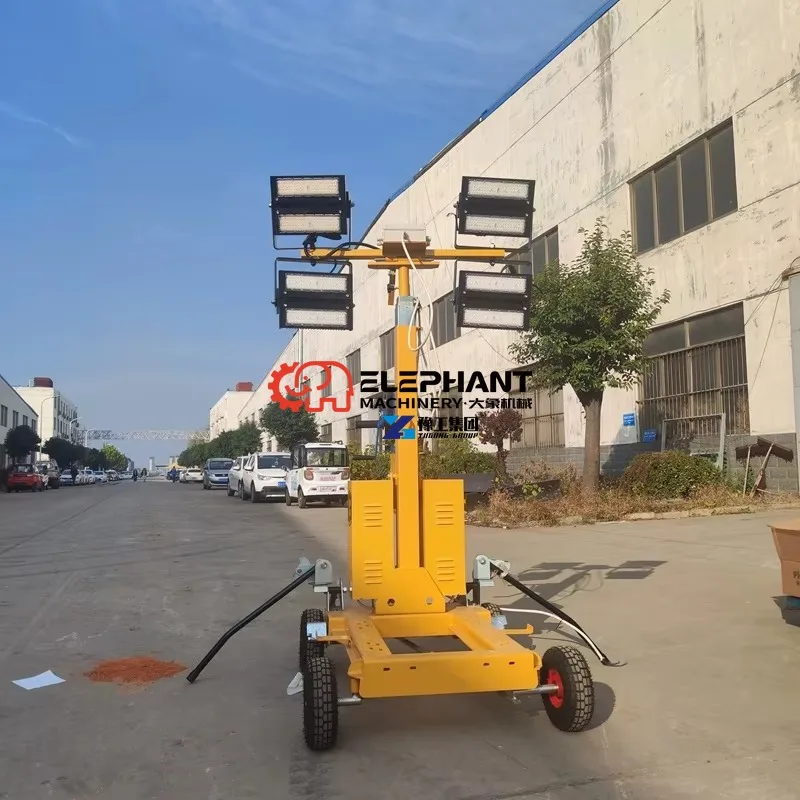 Portable Mini 5m Manual Mast Light Tower 2*400W LED White Color IP65 Diesel Power Station Mobile Telescopic Light Tower
