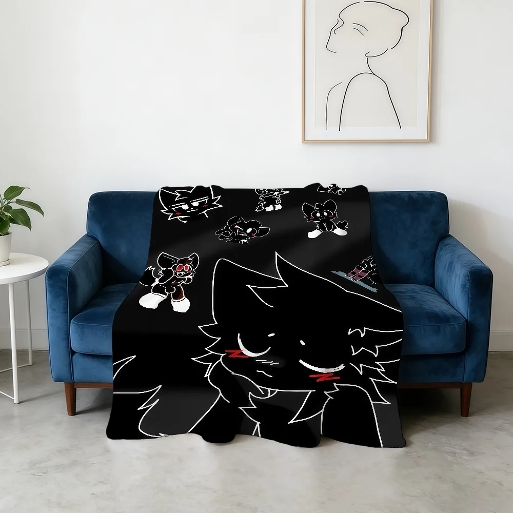 Cute B-Boykisser Silly Cat Cartoon Blanket Flannel Warm Soft Throw Blanket For Room Sofa Childish Birthday Gifts